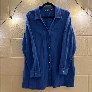 Soft Surroundings Electric Blue Women’s Button Down